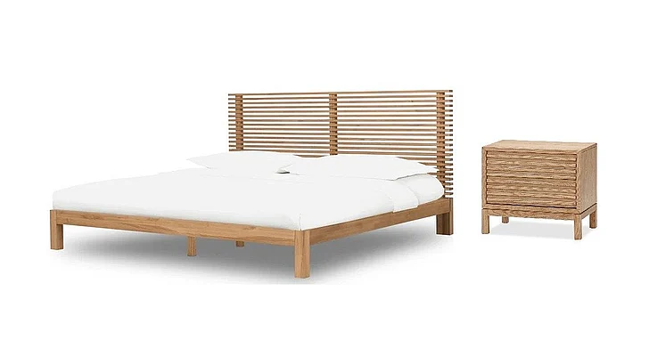 Modus Furniture Tanner 2pc Solid Ash Platform Bedroom Set in Flaxen