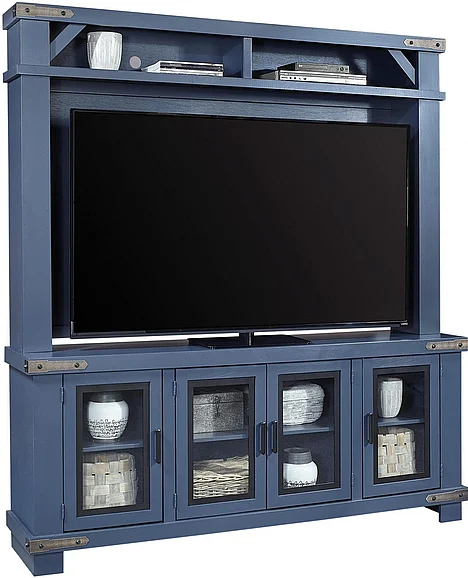 Aspenhome Sawyer 78"Console and Hutch in Malta Blue MO1250-MBL;MO1250H-MBL EST SHIP TIME IS 2 WEEKS