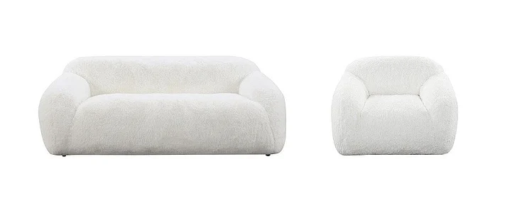 Intercon Furniture Stationary Mon 2pc Sofa Living Room Set in Ivory Mist - Sherpa Faux Fur
