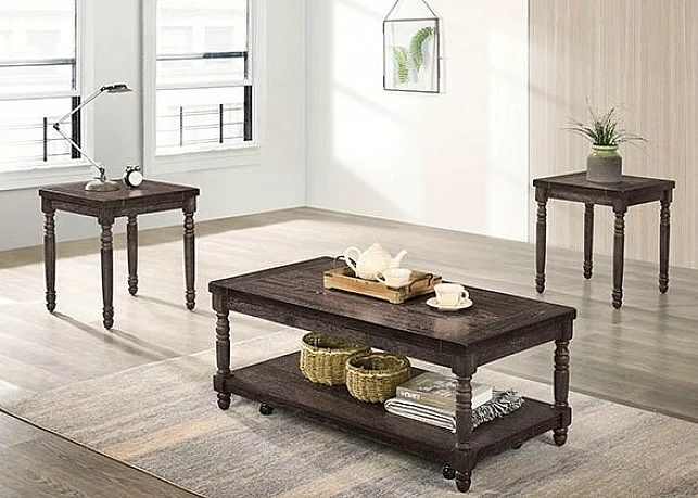 Furniture of America Monango 3pc Occasional Set in Weathered Gray CM4540-3PK