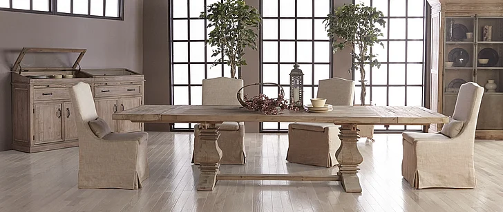 Essentials For Living Bella Antique 5pcs Monastery Dining Room Set in Smoke Gray
