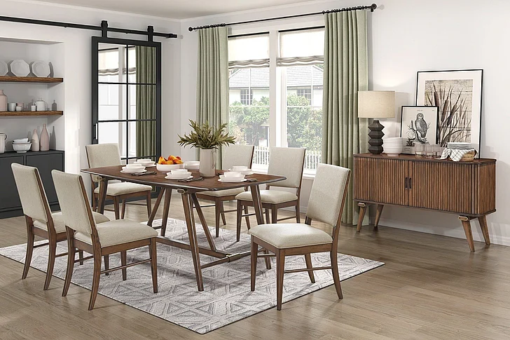 Homelegance Monroe 7pc Rectangular Dining Table Set in Walnut