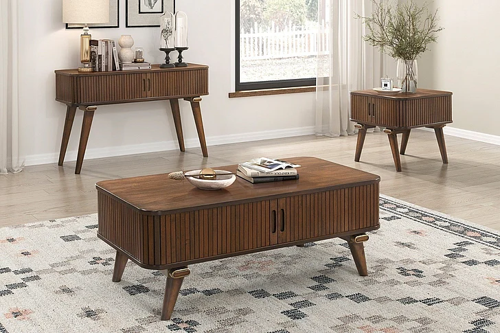 Homelegance Monroe 3pc Occasional Table Set in Walnut