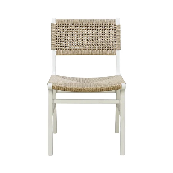Worlds Away Monroe Rattan Wrapped Dining Chair in Matte White Lacquer MONROE WH