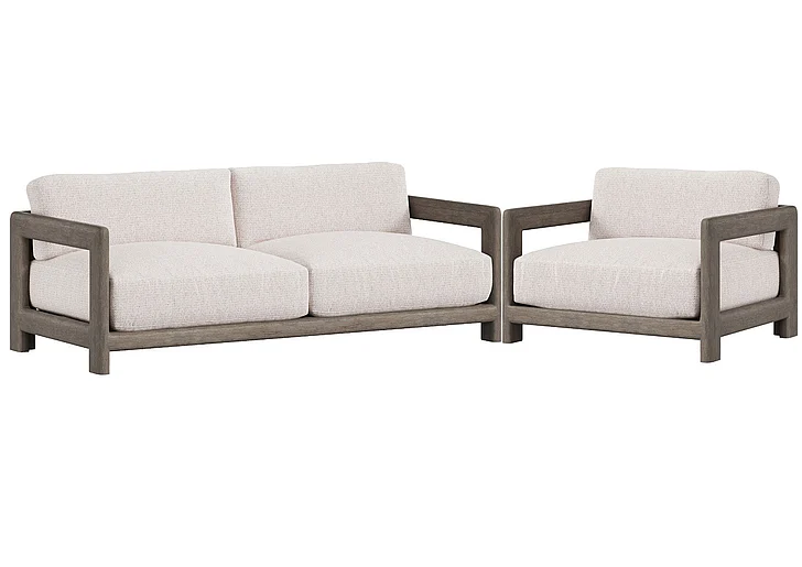 Bernhardt Exteriors Montaigne Outdoor 2pc Living Room Set Weathered Teak