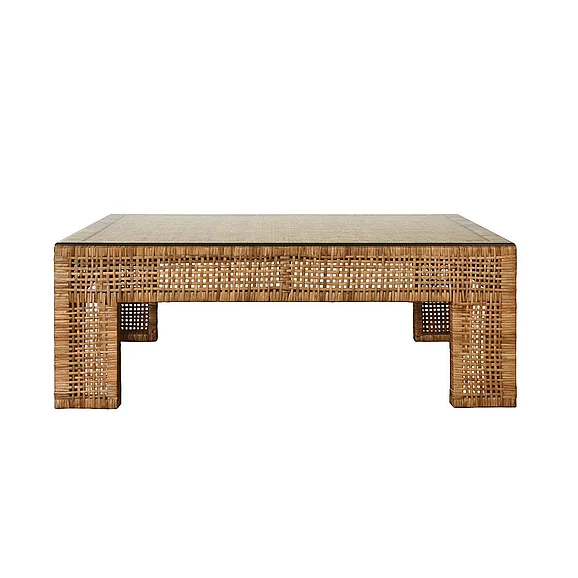 Worlds Away Montauk Wide Leg Rectangular Rattan Coffee Table MONTAUK