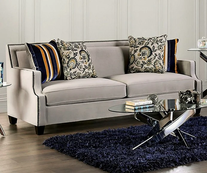 Furniture of America Montecelio Sofa in Light Gray/Navy SM2270-SF