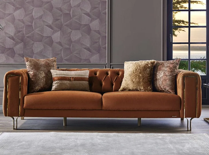 Bellona Furniture Montego 3 Seat Sleeper Sofa in Dark Brick 11MTE3D0P10500001