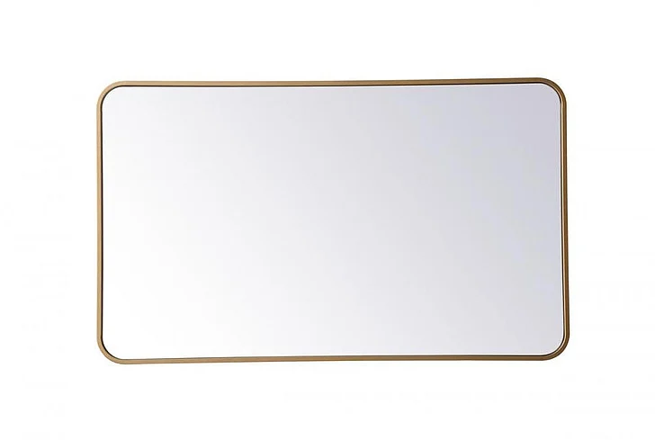 Elegant Soft Corner Metal Rectangular Mirror 24X40 In. in Brass MR802440BR