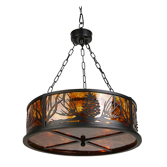 Bethel Black Iron Frame Forest Design Light Fixture MS26