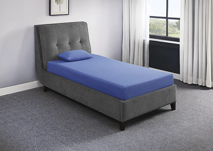 Homelegance Leo 7" Blue Full Gel-Infused Memory Foam Mattress and Pillow Set in Blue MT-PG07BLF