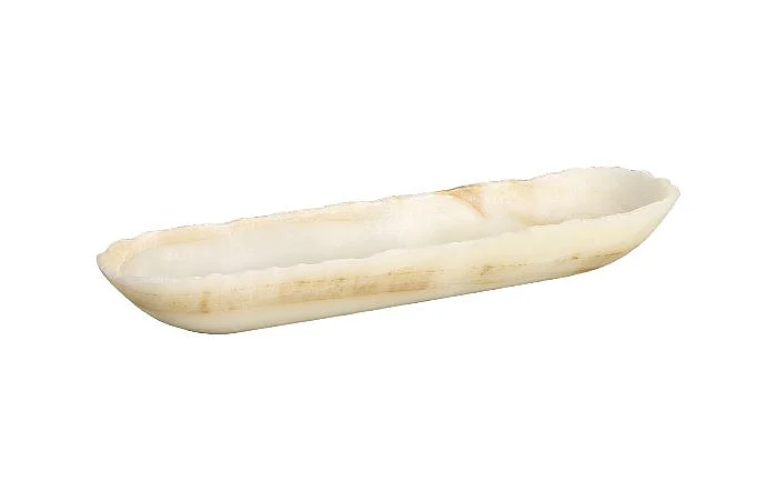 Phillips Collection Aragonite Canoe Bowl in White MX114560