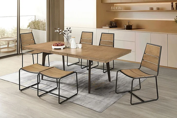 ECI Uptown 6pc Extendable Dining Room Set in Light Walnut/ Espresso
