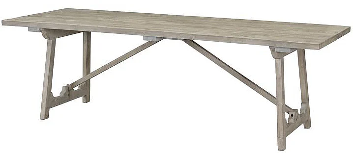 Artesia Vigneron 94'' Pine Dining Table in Aged Dimity White N4-A1007