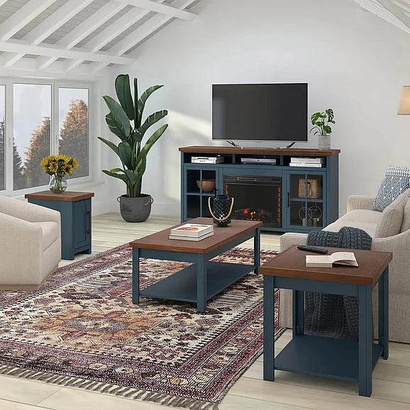 Legends Nantucket 3pc Coffee Table Set in Denim/Whiskey