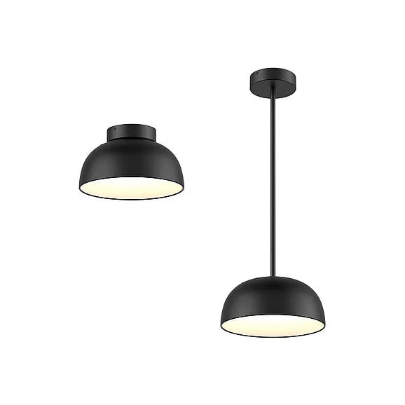 Dals Lighting 12in Fixture - 2In1 Pendant and Flush Mount Napa - Black NAPF12-CC-UNV-BK