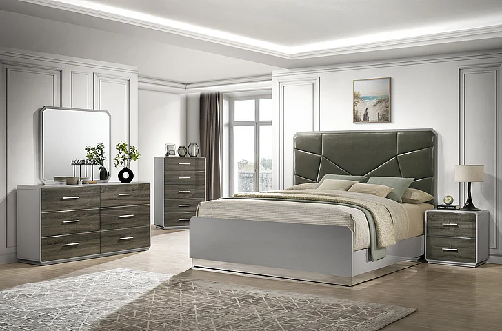 Cosmos Naples Queen 4-Piece Bedroom Set in Stone Grey STNAP-Q-4PC