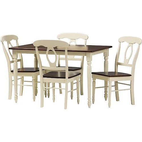 Baxton Studio Napoleon 2pc Dining Table Set in Buttermilk and Brown