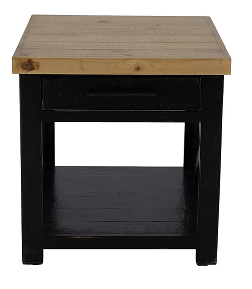 Split Nickel Napoli End Table Nero Black Bare Top MIC-NAPOLI-ET | N3NB2