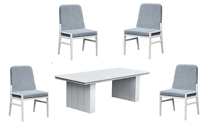 Intercon Furniture Nash 5-Piece Outdoor Fixed Top Trestle Table Set in Buff