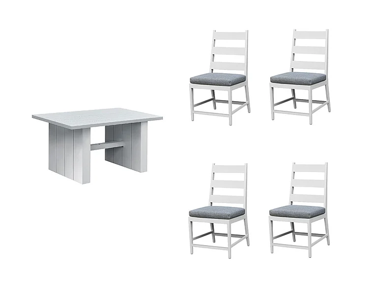 Intercon Furniture Nash 5pc Outdoor Counter Trestle Table in Buff Set in Buff