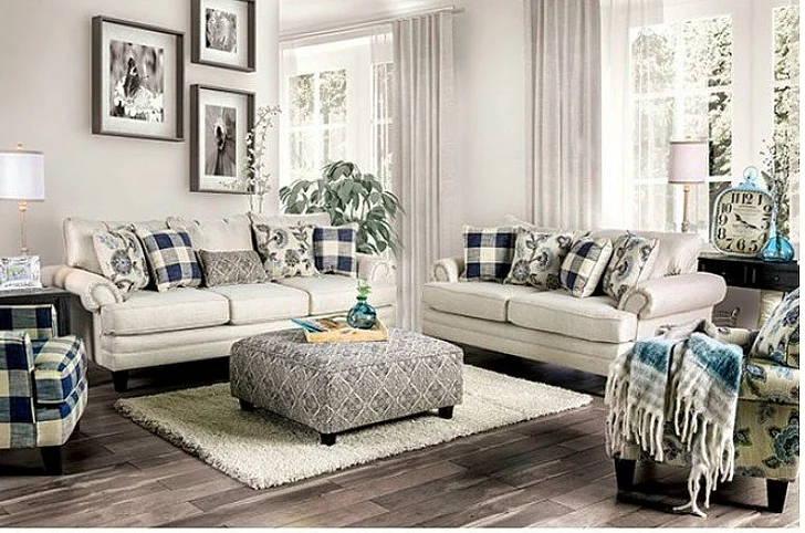 Furniture of America Nash 2pc Living Room Set in Ivory