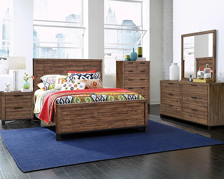 Cottage Creek Nashville 4pc Panel Bedroom Set in Rustic Brown