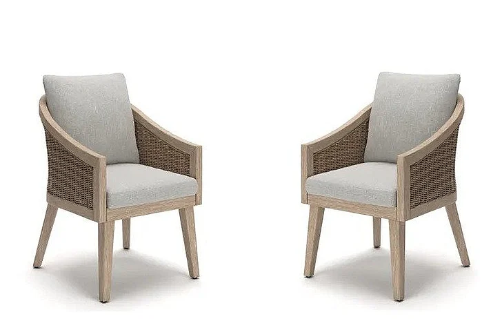 Midnight Mountain Outdoor Arm Chair (Set of 2) in Light Gray/Beige NCP612-601A