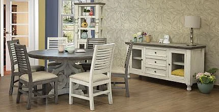 IFD Stone 5pc Round Dining Room Set in Two Tone