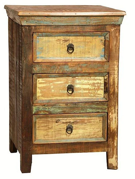 Hyannisport 3 Drawer Antique Finished Reclaimed Hardwood Nightstand DV7887