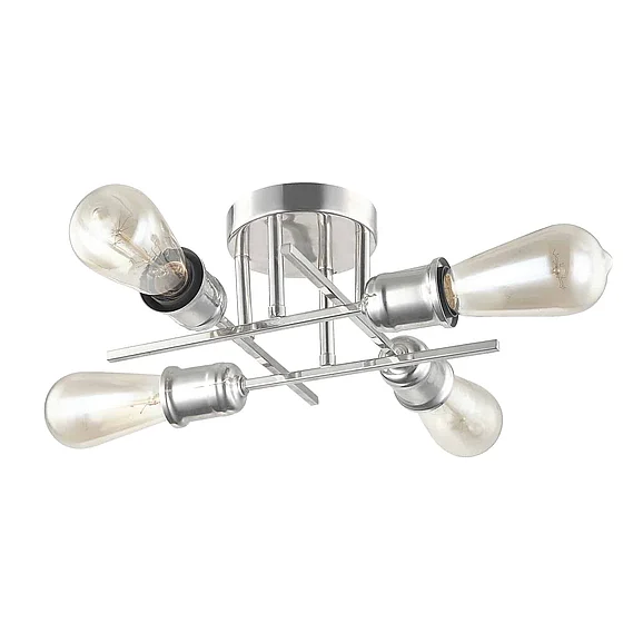 Dainolite 4LT Semi-Flush Mount, Burnished Chrome Finish NEB-184SF-BC