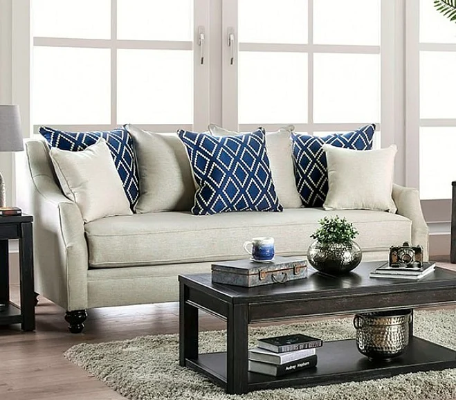 Furniture of America Nefyn Sofa in Ivory SM2669-SF