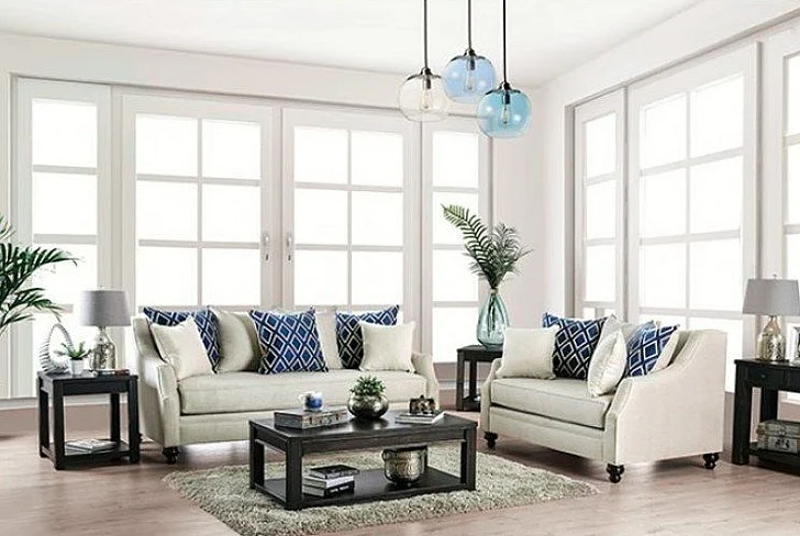 Furniture of America Nefyn 2pc Living Room Set in Ivory