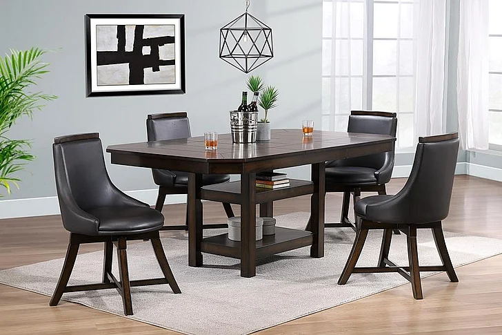 Urban Styles New Haven 5pc Table Set w/ Adjustable Height in Brown