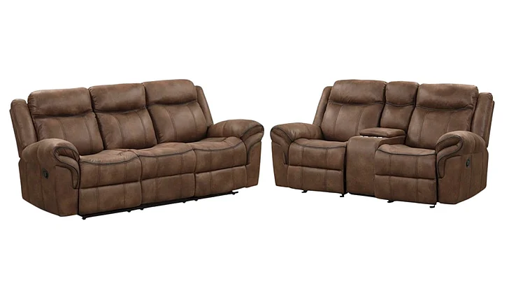 Furniture of America Agata 2pc Manual Reclining Living Room Set in Brown