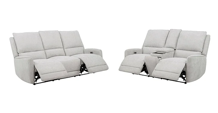 Coaster Sylmar 2pc Dual Power Reclining Living Room Set in Dove Grey