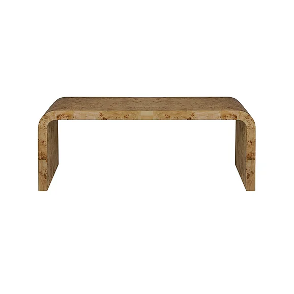 Worlds Away Newbury Light Burlwood Waterfall Coffee Table NEWBURY BW