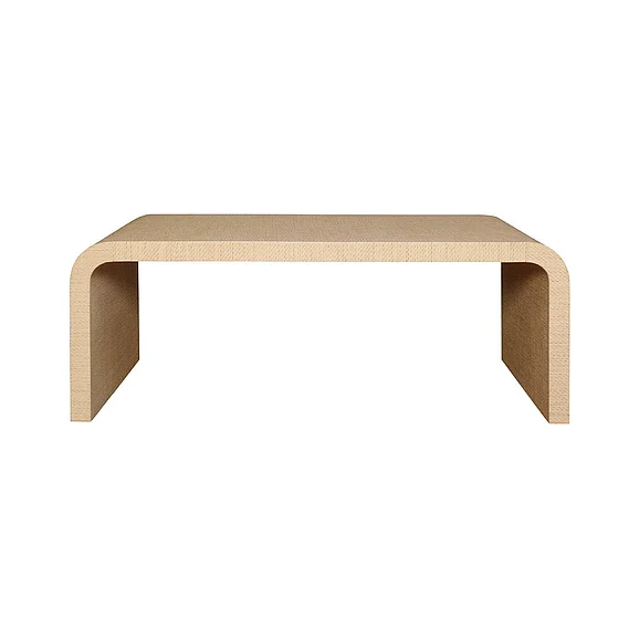 Worlds Away Waterfall Edge Coffee Table in Natural Grasscloth NEWBURY NAT