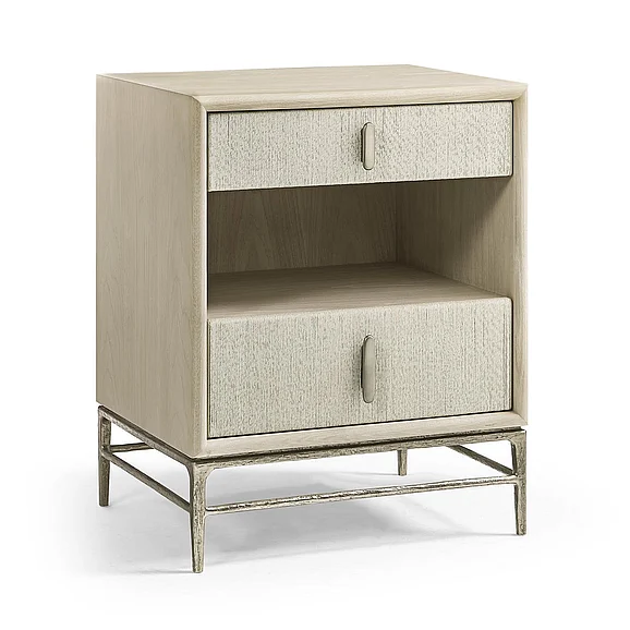 Jonathan Charles Water Clapotis Danish Cord Narrow Nightstand in White Washed Oak 500424-DPC-24L