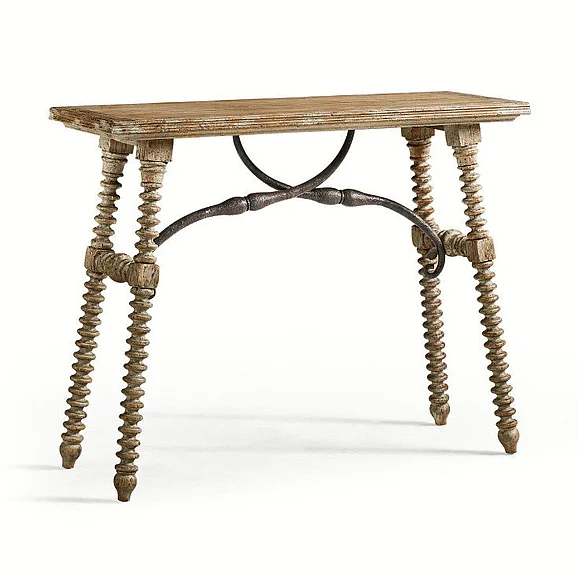 Jonathan Charles Caldera Turned-Leg Console Table in Light Spain Painted Walnut 491245-LSW