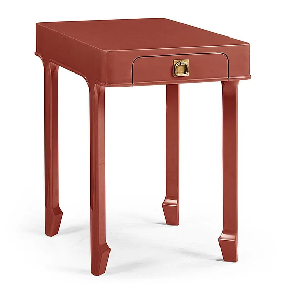 Jonathan Charles JC Modern Polly Rose Rectangular End Table in Dor Red Lacquer 500561-LDR