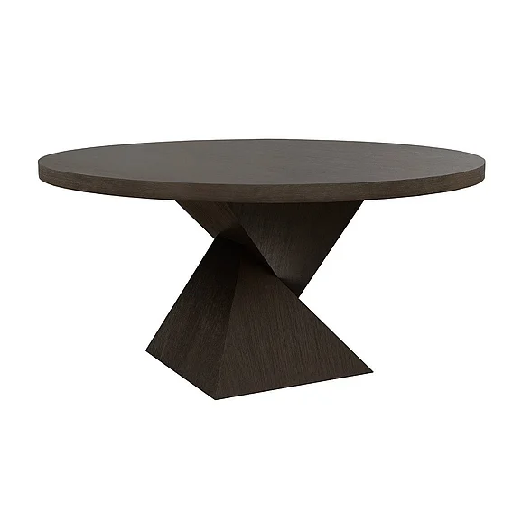 Worlds Away Newport Sculptural Base Dining Table in Dark Espresso Oak NEWPORT ES CLOSEOUT