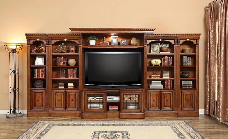 Parker House Huntington Expandable Inset Entertainment Wall in Vintage Pecan PROMO