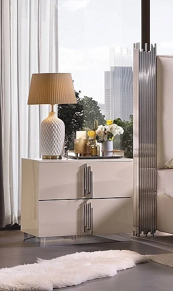 McFerran Home Furnishing B2002 Nightstand in White/Silver B2002-N