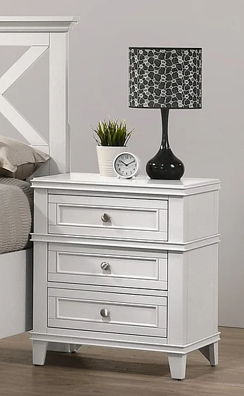 Emma Mason Signature Azure Living 3 Drawer Nightstand w/ USB in White