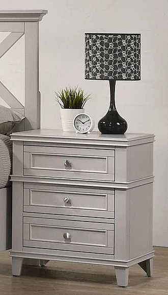Emma Mason Signature Azure Living 3 Drawer Nightstand w/ USB in Grey