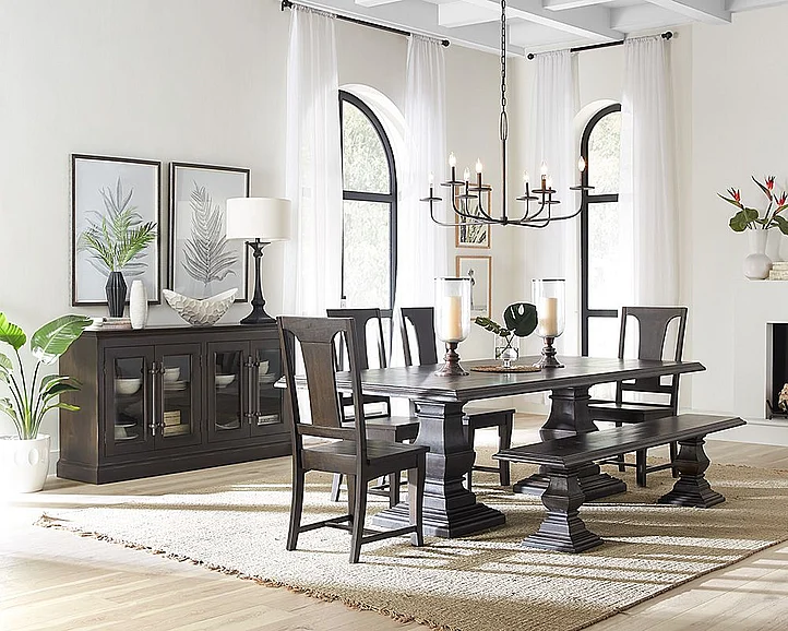 HTD Nimes 5pcs 120" Dining Room Set in Vintage Brown