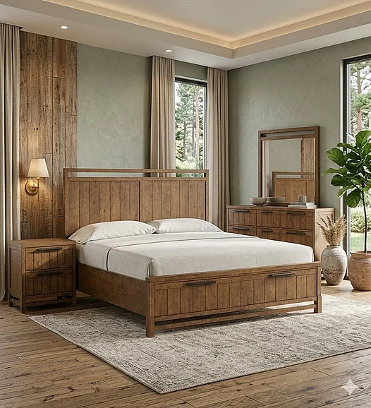 Magnussen Furniture Conway 2pc Storage Panel Bedroom Set in Honey Wheat