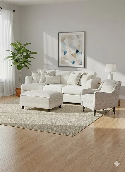Southern Motion Hobnob Cotton 7903 2pc Living Room Set in Off White