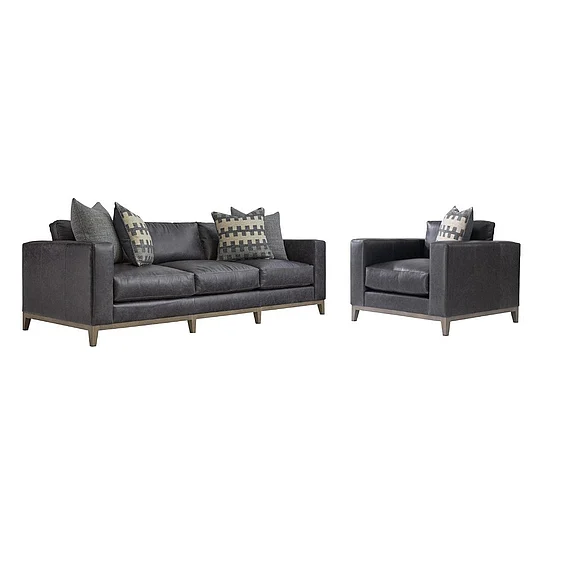 Bernhardt Living Noel 2pc Leather Living Room Set Grey